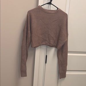Missguided Tan Cropped Sweater